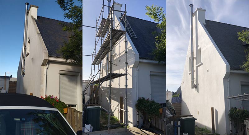 Ravalement peinture façade : nettoyage, démoussage, ravalement peinture façade et imperméabilisation hydrofuge façade : intervention dans le Morbihan (56) le Finistère (29) et les Côtes d’Armor (22) - SA RENOV'TOIT 56
