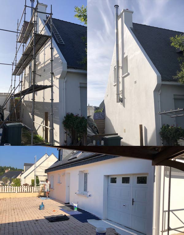 Ravalement peinture façade : nettoyage, démoussage, ravalement peinture façade et imperméabilisation hydrofuge façade : intervention dans le Morbihan (56) le Finistère (29) et les Côtes d’Armor (22) - SA RENOV'TOIT 56